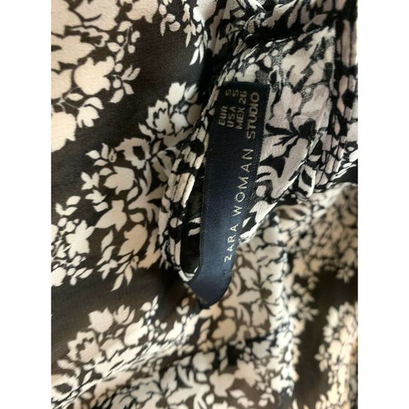 Zara Dress Cold Shoulder Size S Floral Midi - Picture 9 of 10